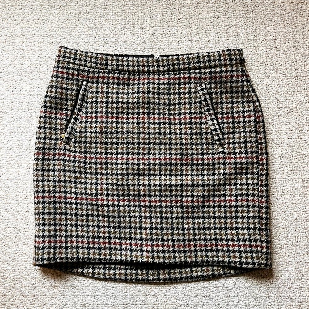 J.CREW Multi Colour Houndstooth Wool Skirt Size 0